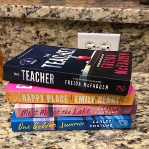 Stack of 4 Paperback Novels - Bright Multicolor Spines